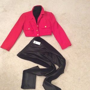 Young women’s short crop red blazer